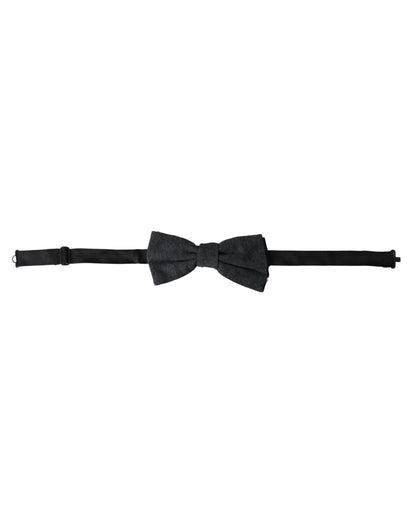 Dark Gray Silk Adjustable Neck Men Bow Tie-Dolce & Gabbana-LabelTerrace.com