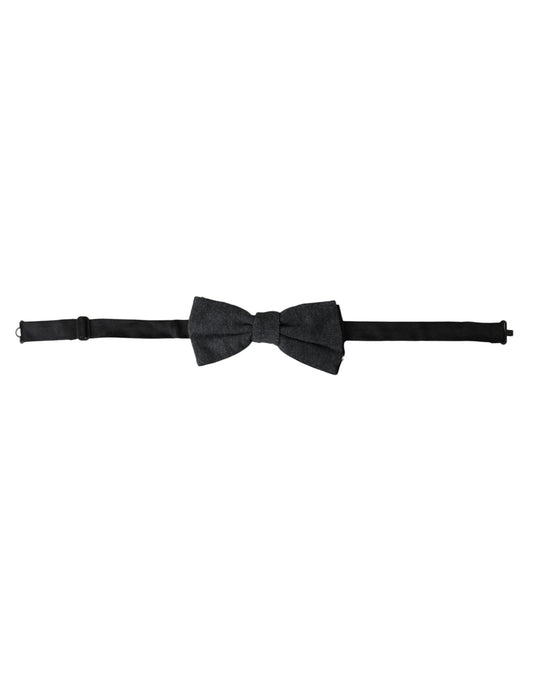 Dark Gray Silk Adjustable Neck Men Bow Tie-Dolce & Gabbana-LabelTerrace.com