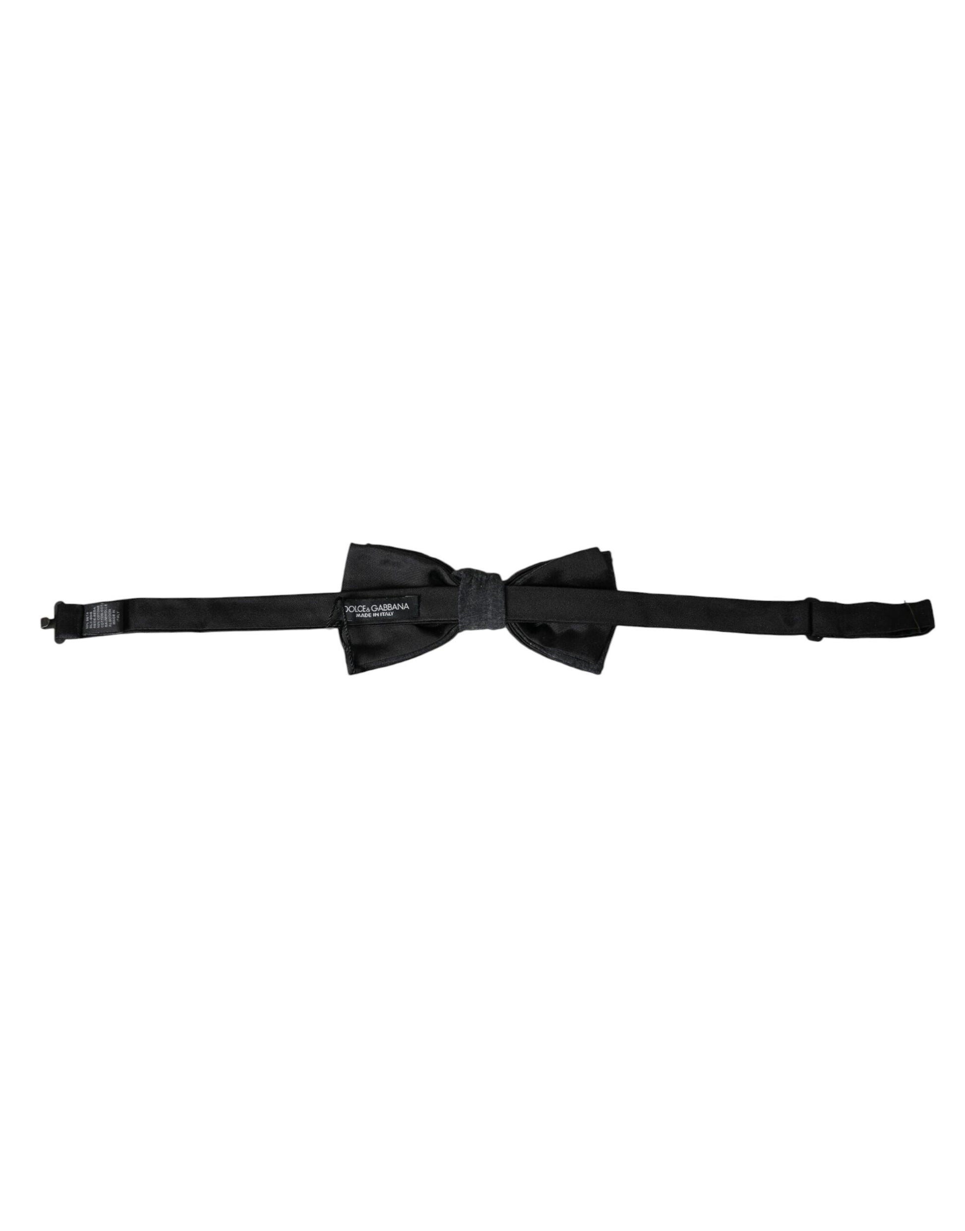 Dark Gray Silk Adjustable Neck Men Bow Tie-Dolce & Gabbana-LabelTerrace.com