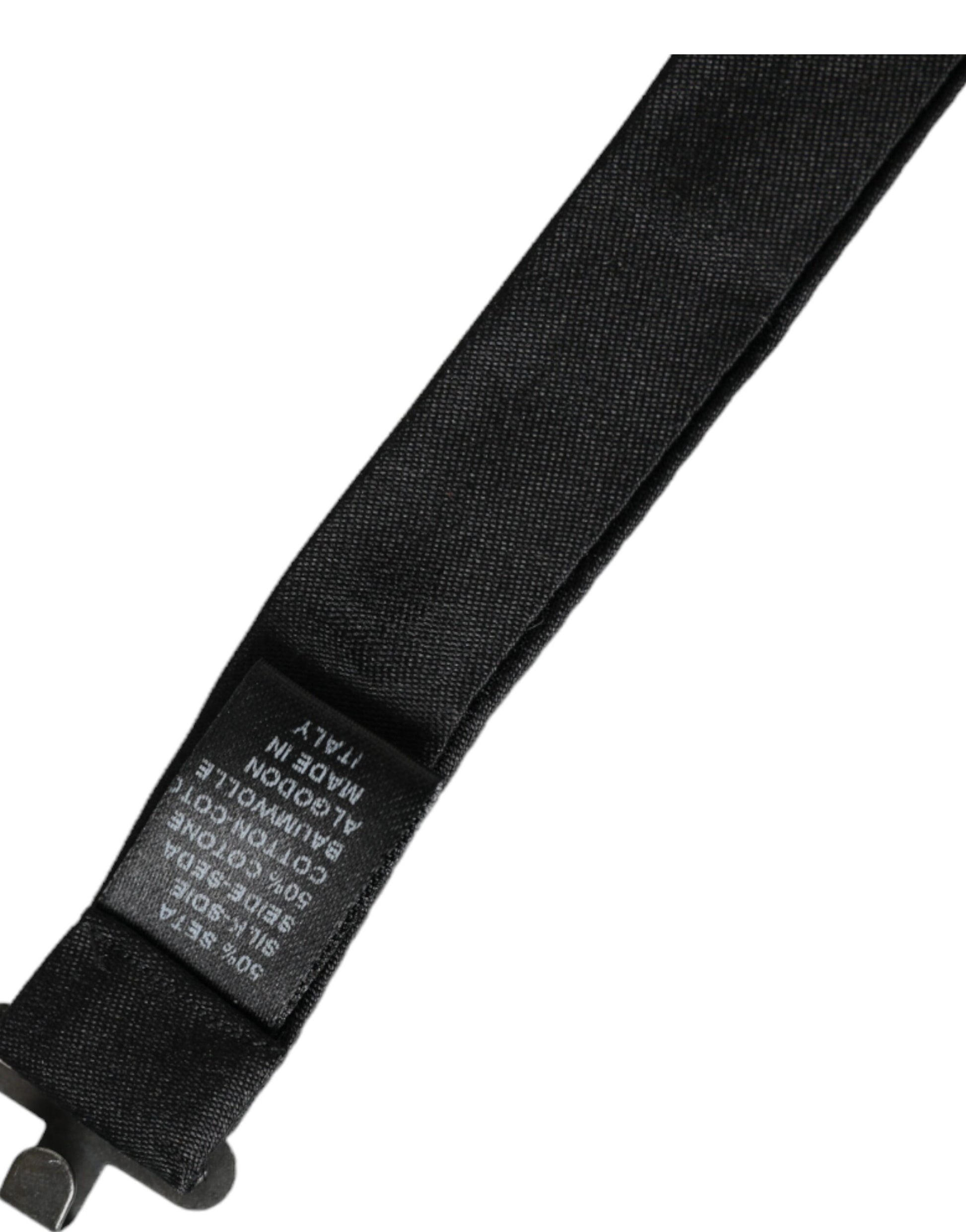 Dark Gray Silk Adjustable Neck Men Bow Tie-Dolce & Gabbana-LabelTerrace.com