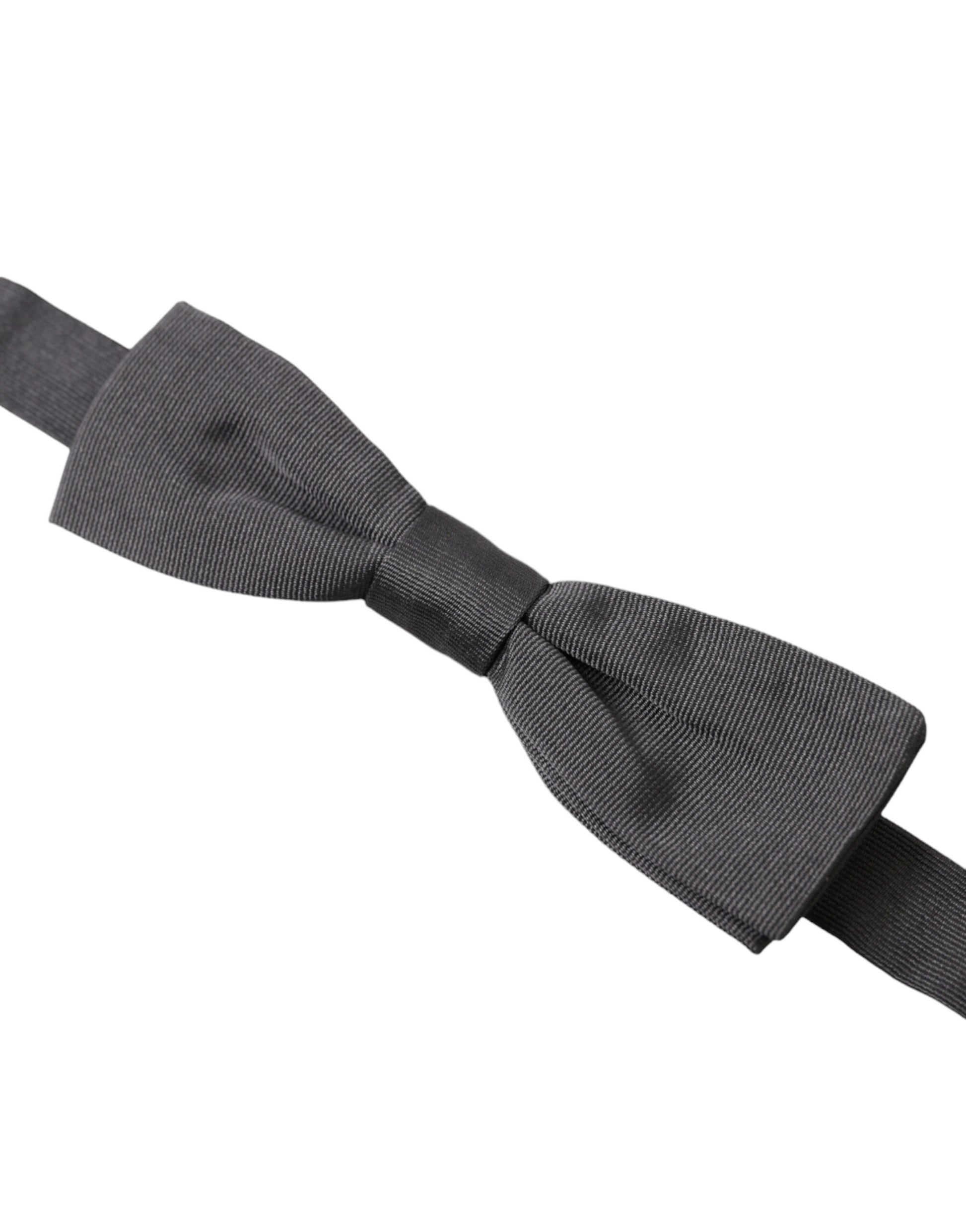 Dark Gray Silk Adjustable Neck Men Papillon Bow Tie-Dolce & Gabbana-LabelTerrace.com