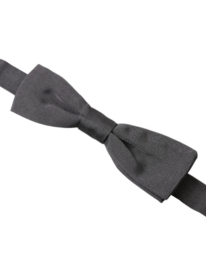 Dark Gray Silk Adjustable Neck Men Papillon Bow Tie-Dolce & Gabbana-LabelTerrace.com