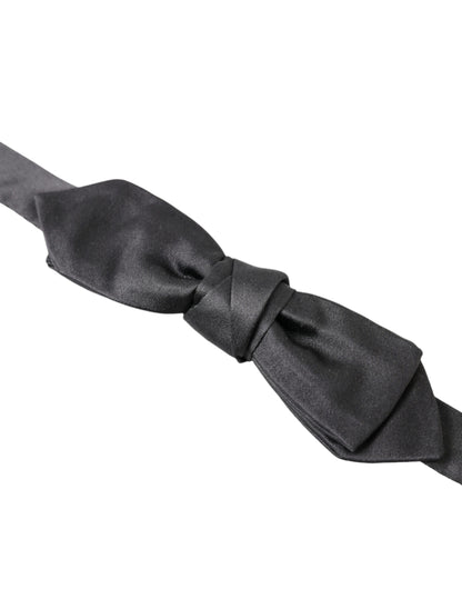 Dark Gray Silk Adjustable Neck Men Papillon Bow Tie-Dolce & Gabbana-LabelTerrace.com