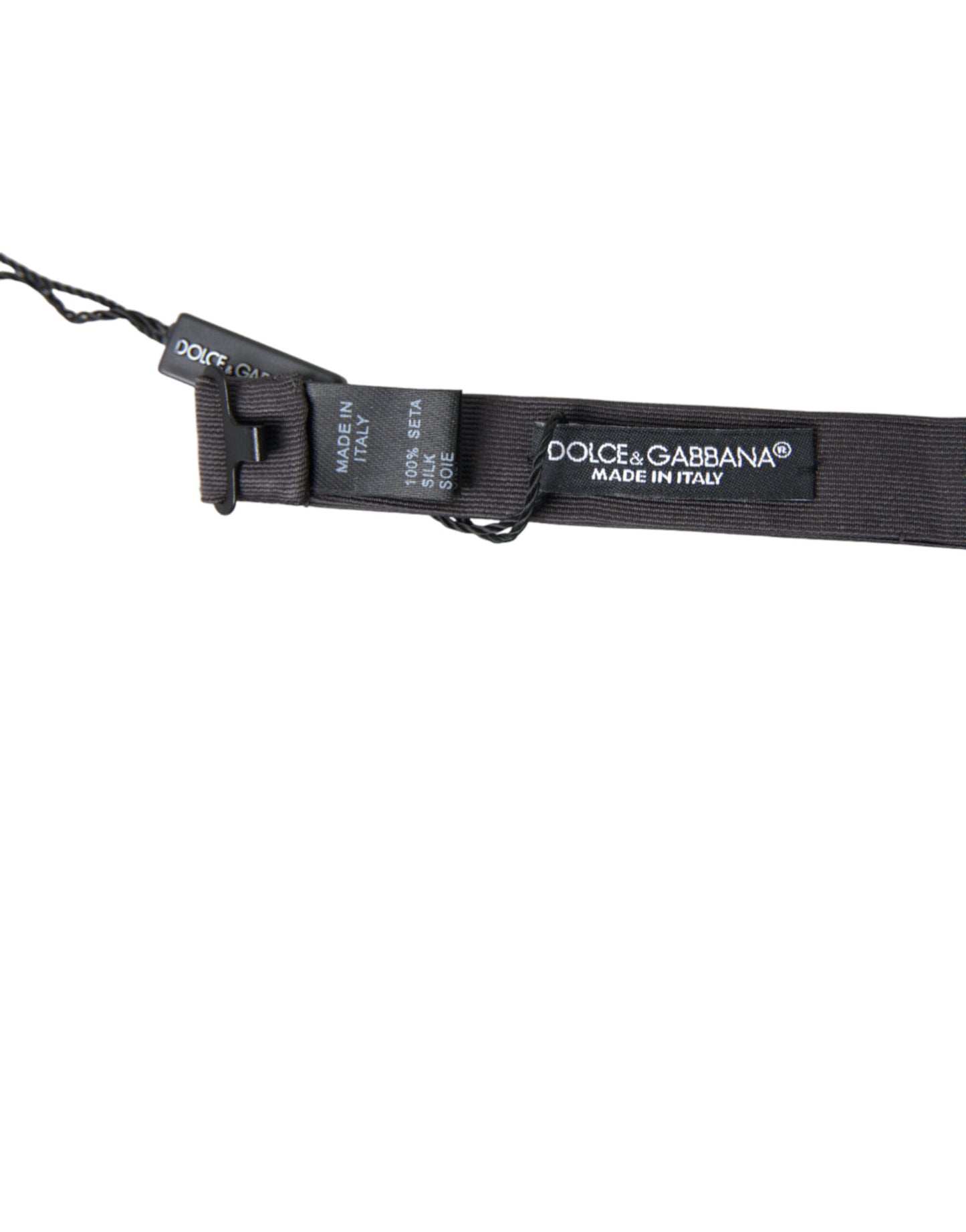 Dark Gray Silk Adjustable Neck Men Papillon Bow Tie-Dolce & Gabbana-LabelTerrace.com