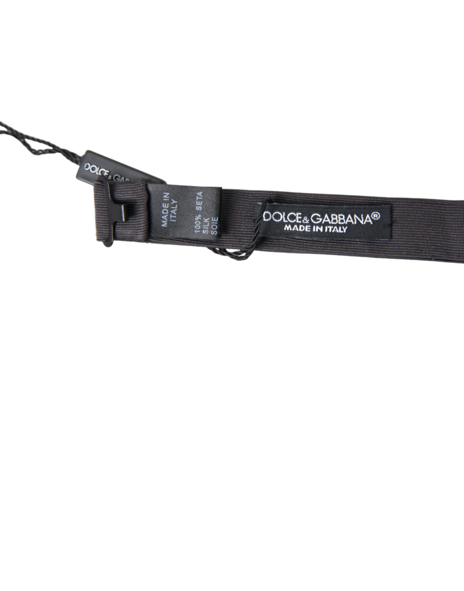 Dark Gray Silk Adjustable Neck Men Papillon Bow Tie-Dolce & Gabbana-LabelTerrace.com