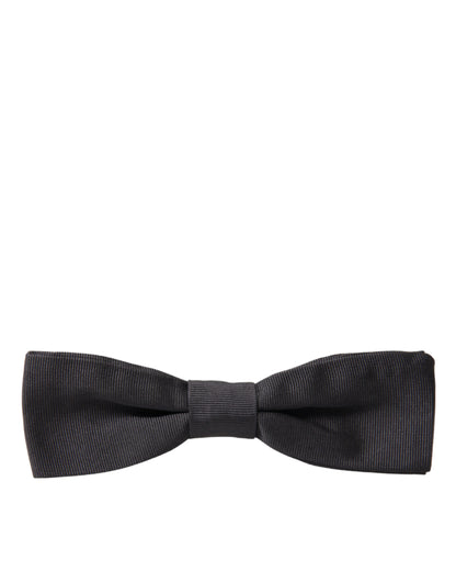 Dark Gray Silk Adjustable Neck Men Papillon Bow Tie-Dolce & Gabbana-LabelTerrace.com