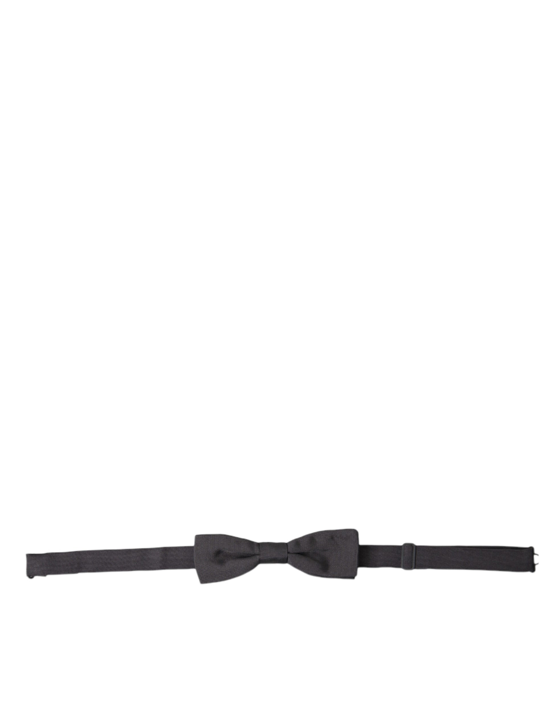 Dark Gray Silk Adjustable Neck Men Papillon Bow Tie-Dolce & Gabbana-LabelTerrace.com