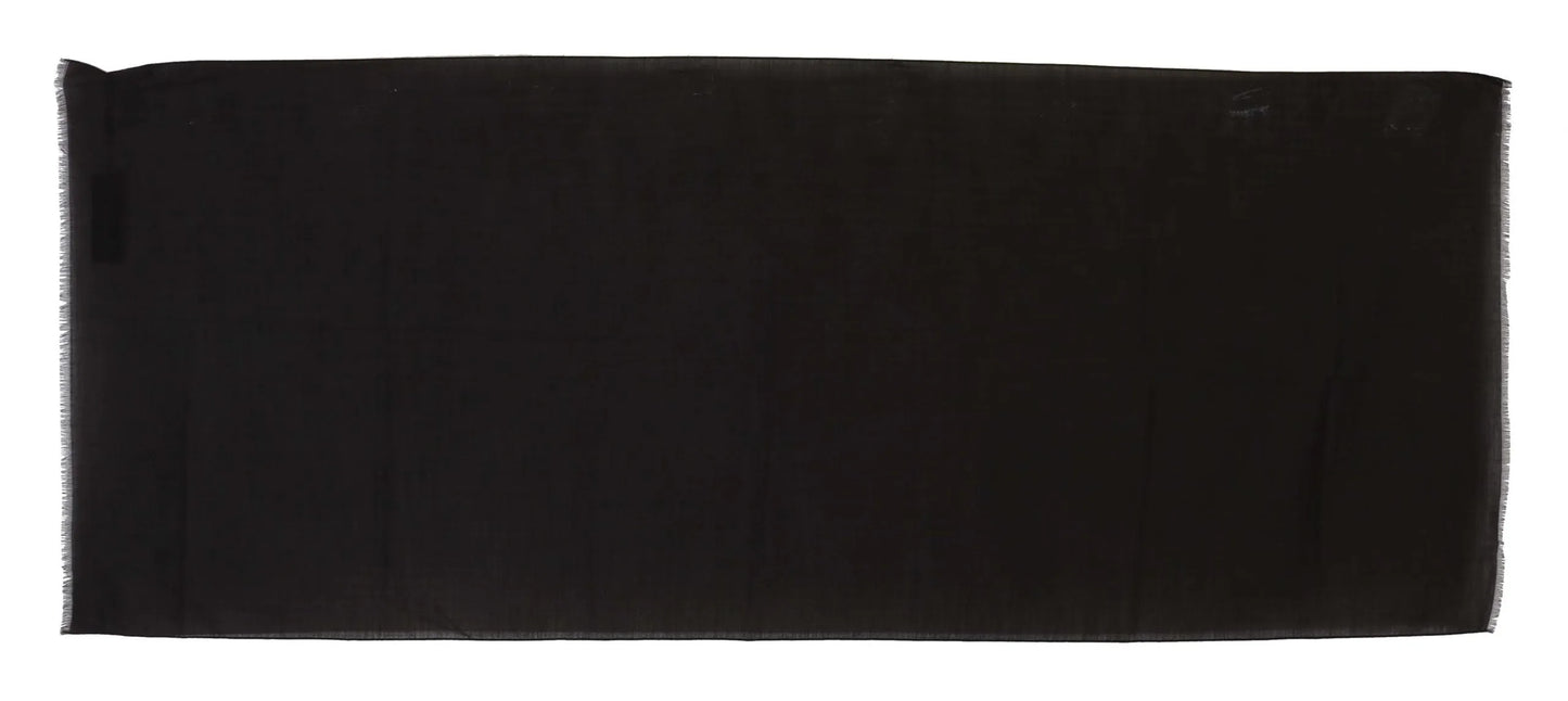 Dark Gray Virgin Wool Striped Pattern Wrap Scarf-Dolce & Gabbana-LabelTerrace.com