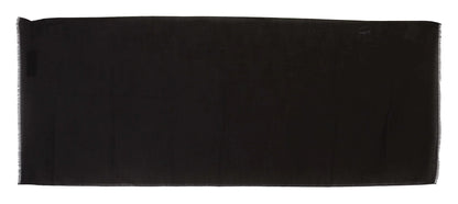 Dark Gray Virgin Wool Striped Pattern Wrap Scarf-Dolce & Gabbana-LabelTerrace.com