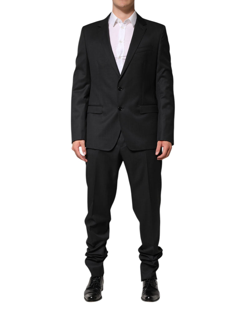 Dark Gray Wool Single Breasted 2 Piece Suit-Dolce & Gabbana-LabelTerrace.com