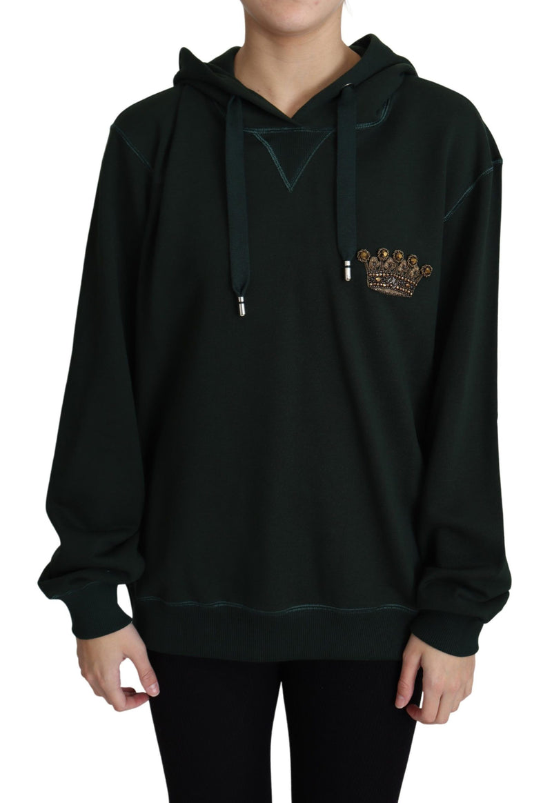 Dark Green Crown Embroidery Hoodie-Dolce & Gabbana-LabelTerrace.com