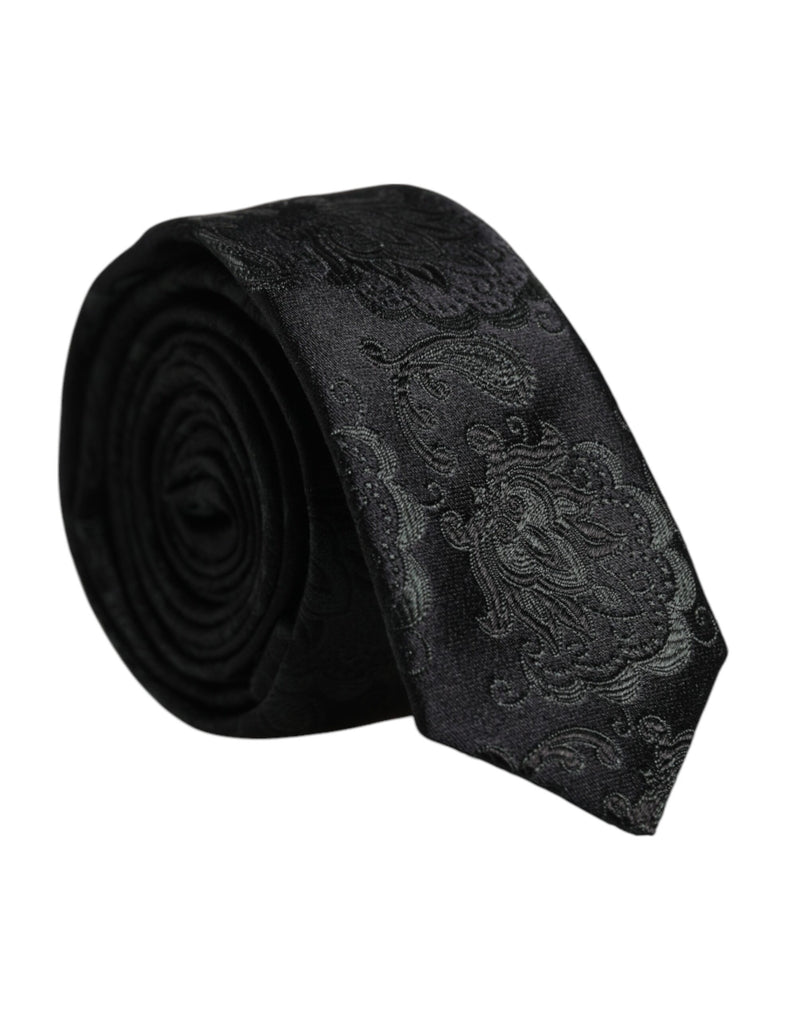 Dark Green Floral Silk Adjustable Necktie Tie-Dolce & Gabbana-LabelTerrace.com