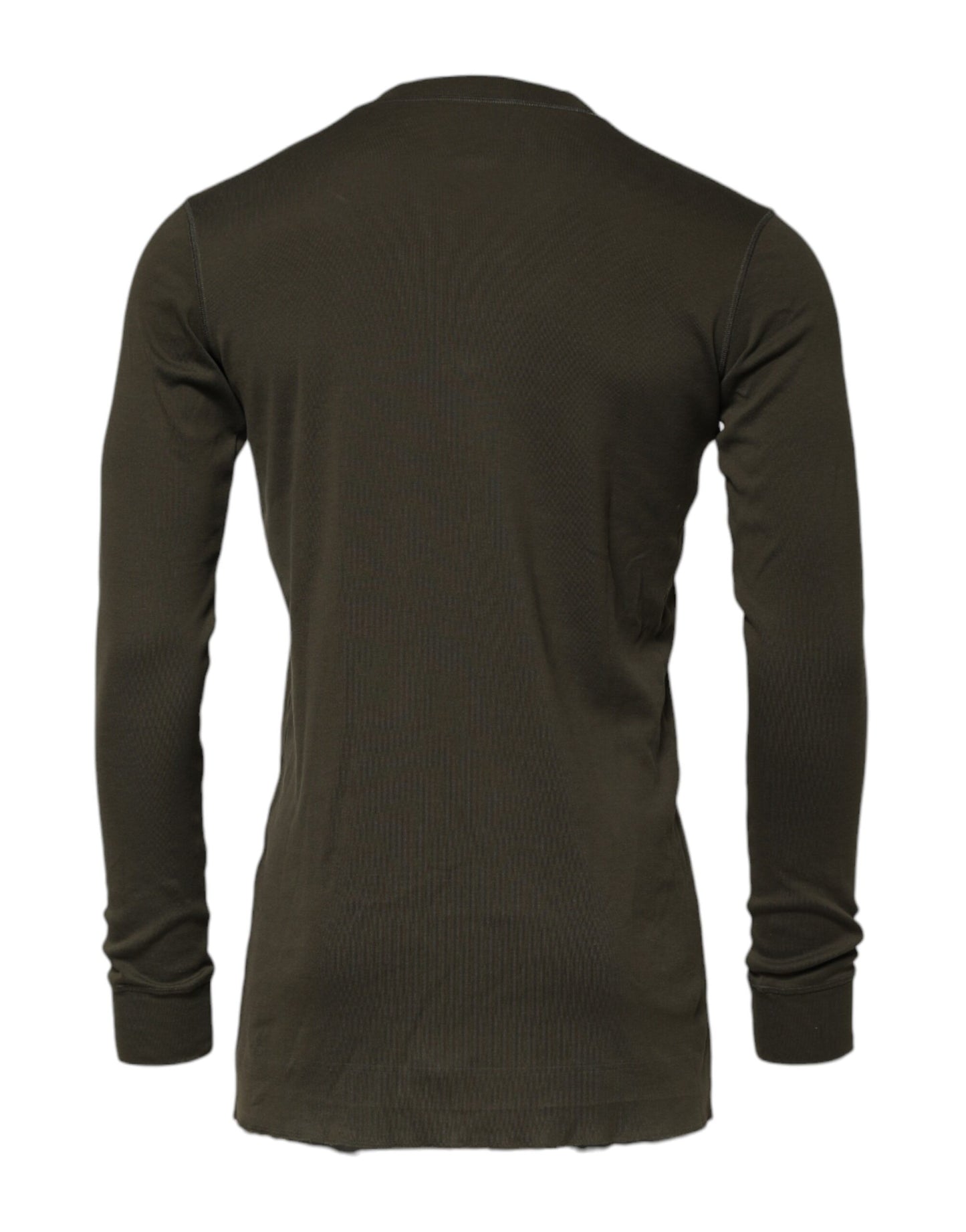 Dark Green Long Sleeves Crew Neck T-shirt-Dolce & Gabbana-LabelTerrace.com