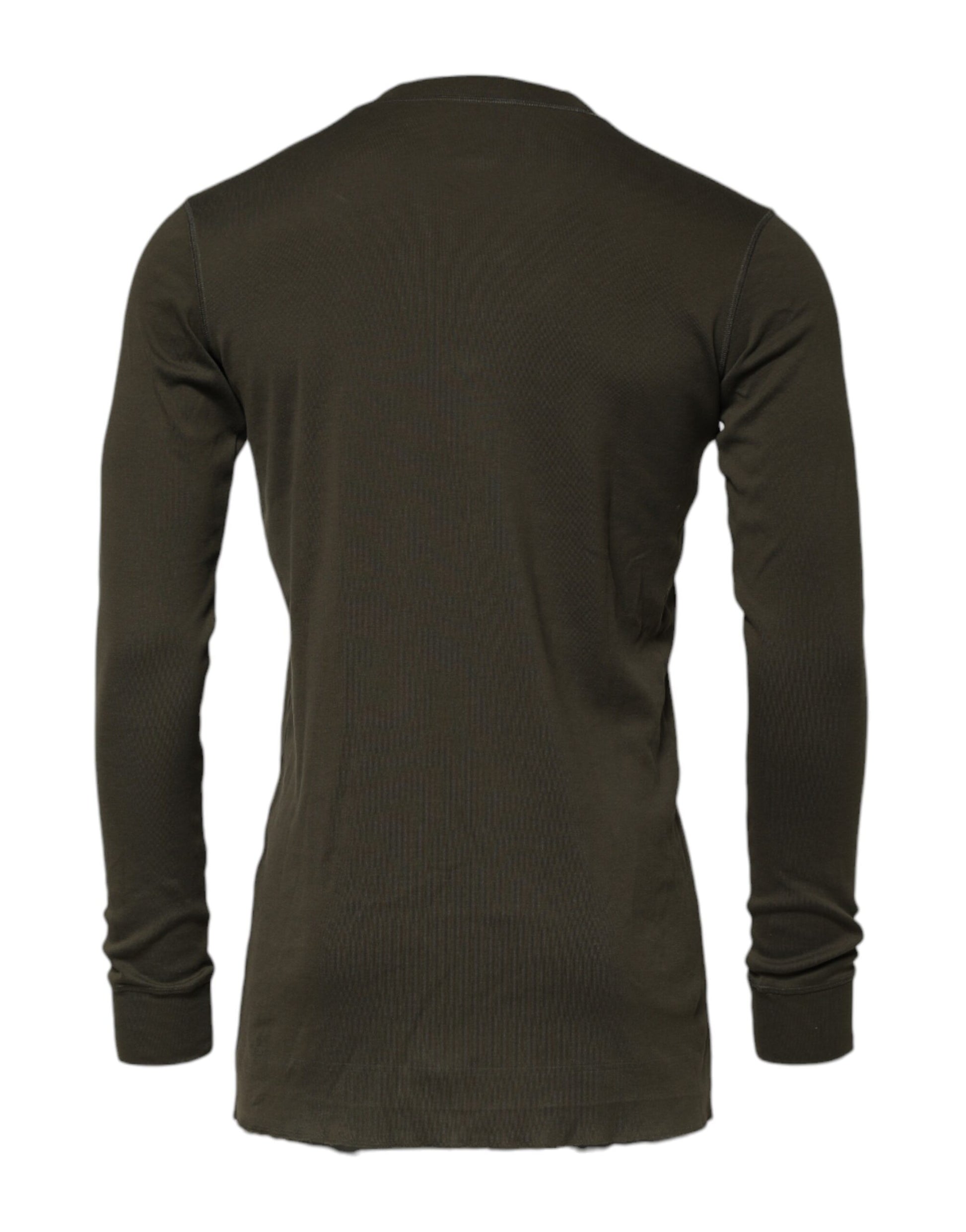 Dark Green Long Sleeves Crew Neck T-shirt-Dolce & Gabbana-LabelTerrace.com