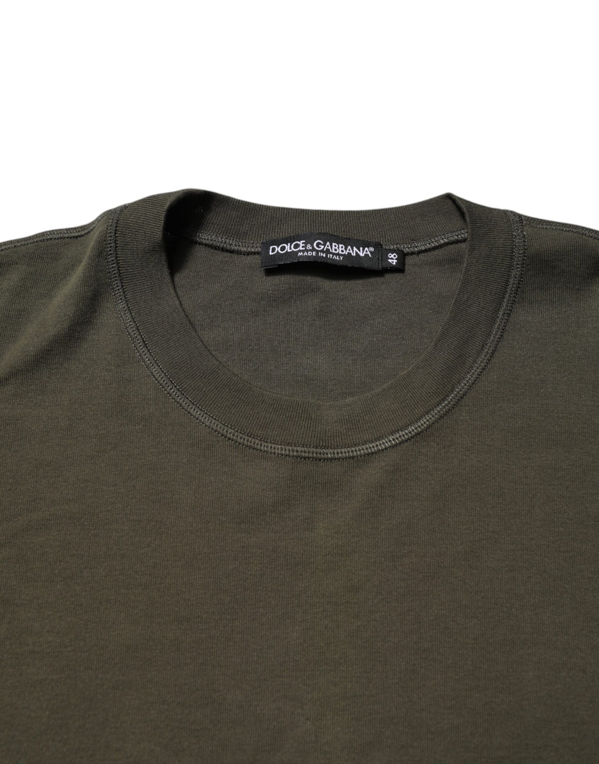 Dark Green Long Sleeves Crew Neck T-shirt-Dolce & Gabbana-LabelTerrace.com