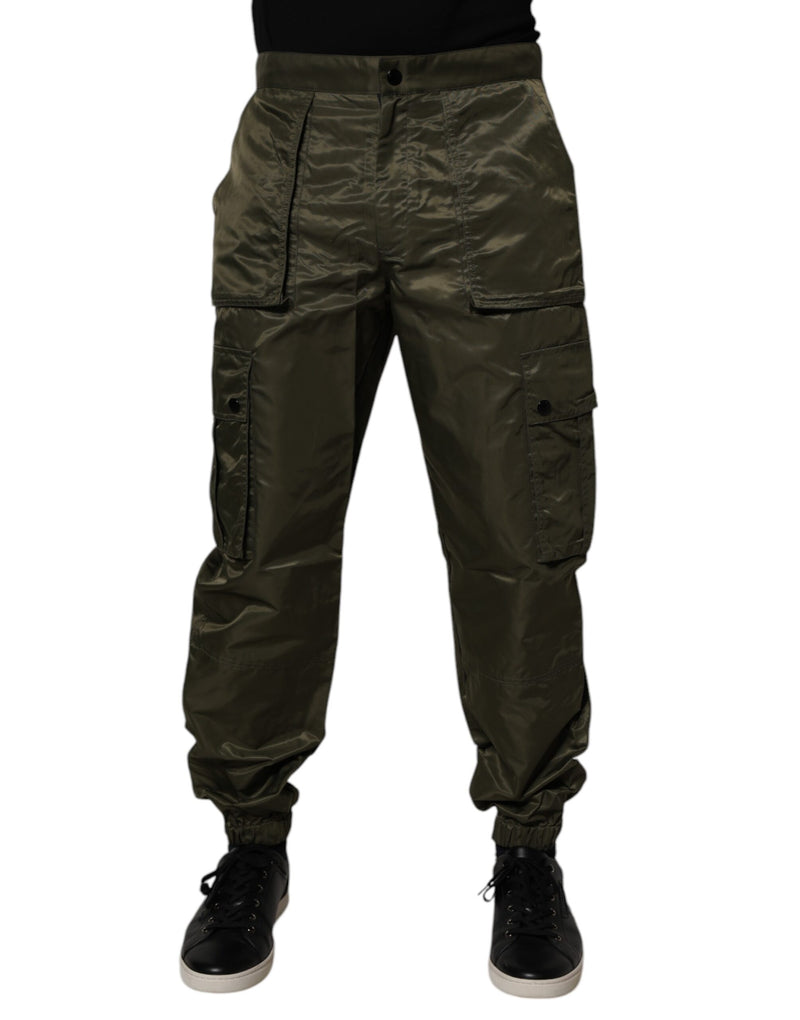 Dark Green Nylon Cargo Pants-Dolce & Gabbana-LabelTerrace.com