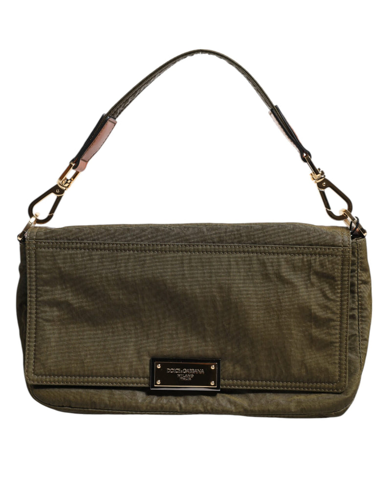 Dark Green Nylon Logo Plaque Shoulder Strap Borse Bag-Dolce & Gabbana-LabelTerrace.com