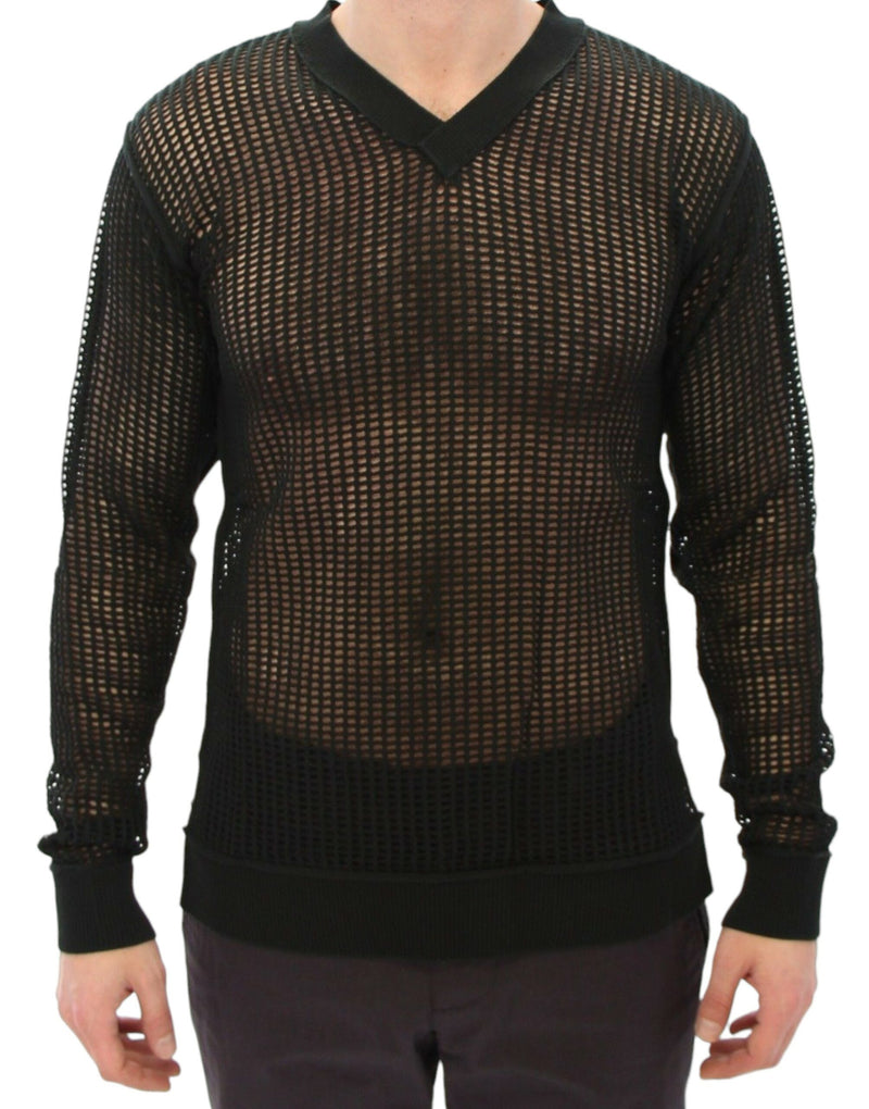 Dark Green Runway Netz Pullover Netted Sweater-Dolce & Gabbana-LabelTerrace.com