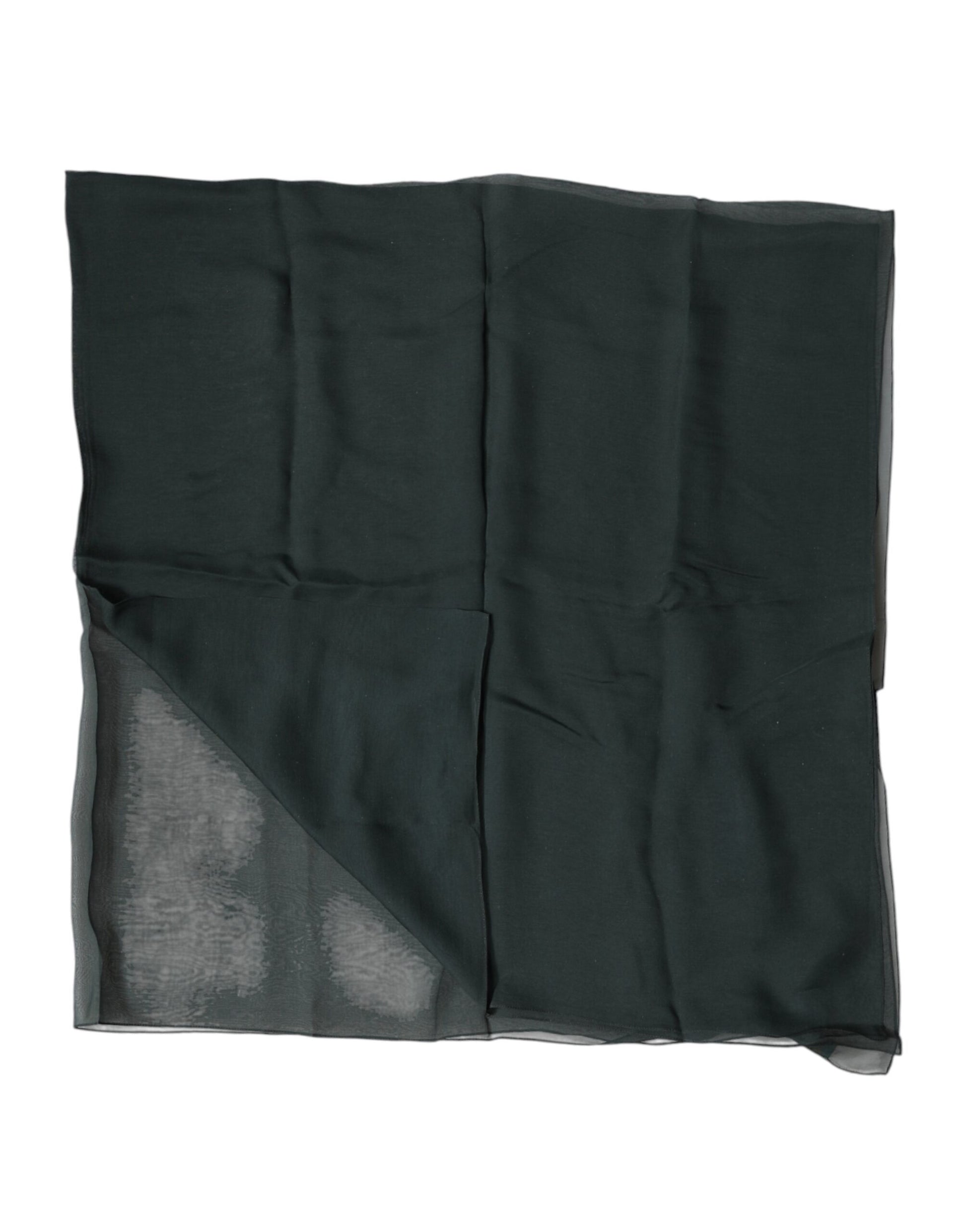 Dark Green Silk Neck Wrap Foulard Scarf