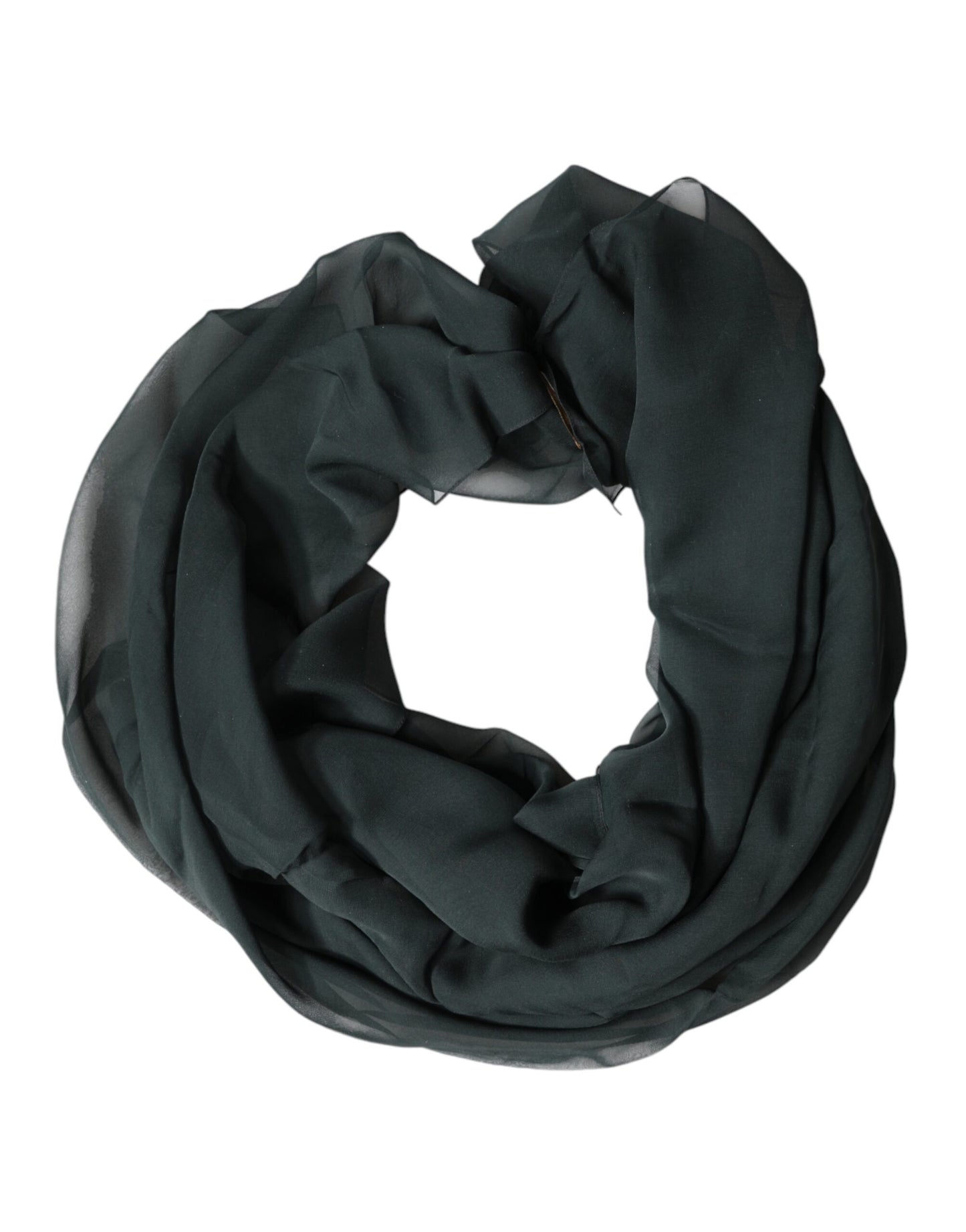 Dark Green Silk Neck Wrap Foulard Scarf