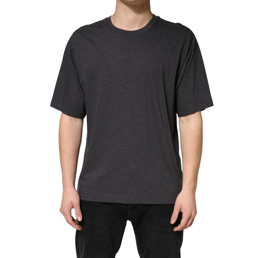 Dark Grey Cotton Crewneck Short Sleeve