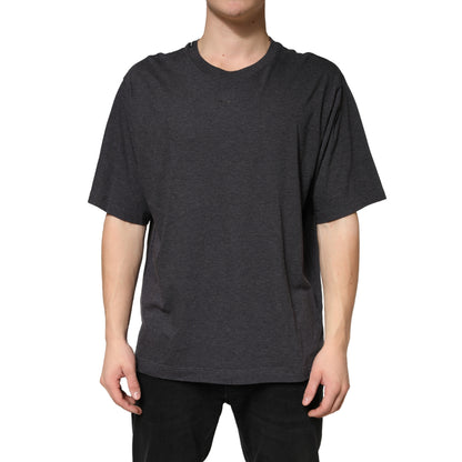 Dark Grey Cotton Crewneck Short Sleeve