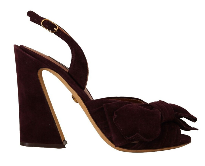 Dark Purple Suede Ankle Strap Sandals Shoes-Dolce & Gabbana-LabelTerrace.com