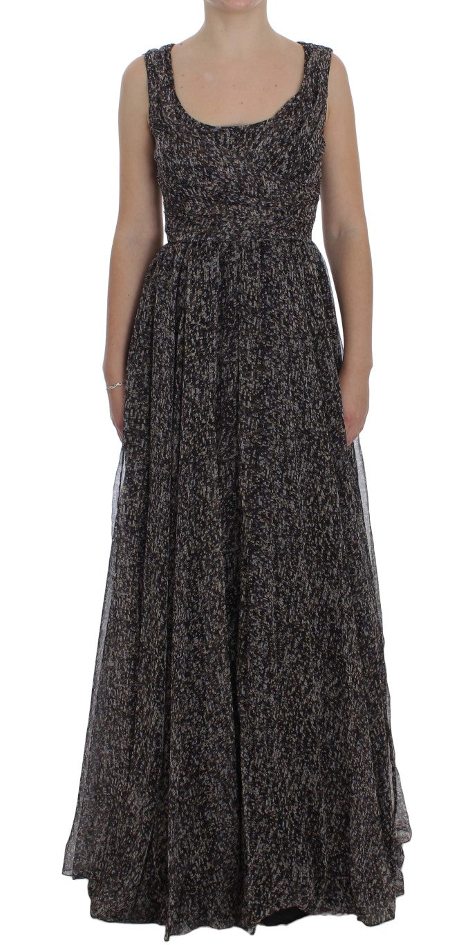 Dark Silk Shift Gown Full Length Dress-Dolce & Gabbana-LabelTerrace.com