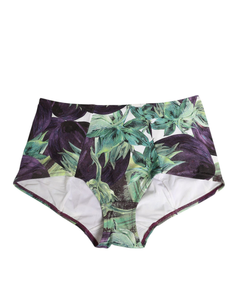 Eggplant Print High-Waist Briefs Underwear-Dolce & Gabbana-LabelTerrace.com
