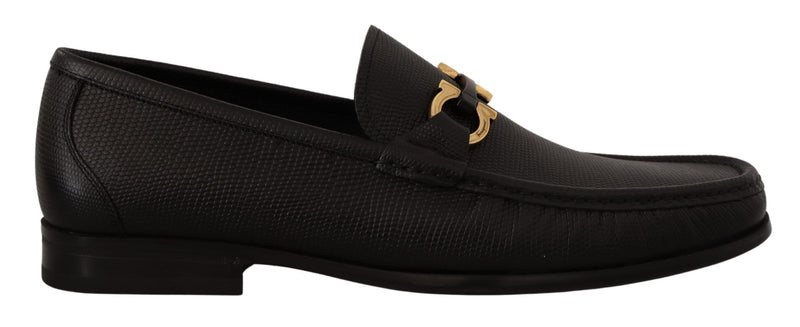 Elegant Black Calf Leather Loafers-Salvatore Ferragamo-LabelTerrace.com