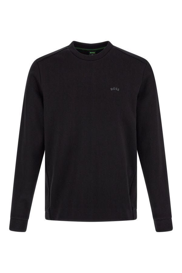 Elegant Black Cotton Round Neck Sweatshirt-Hugo Boss-LabelTerrace.com
