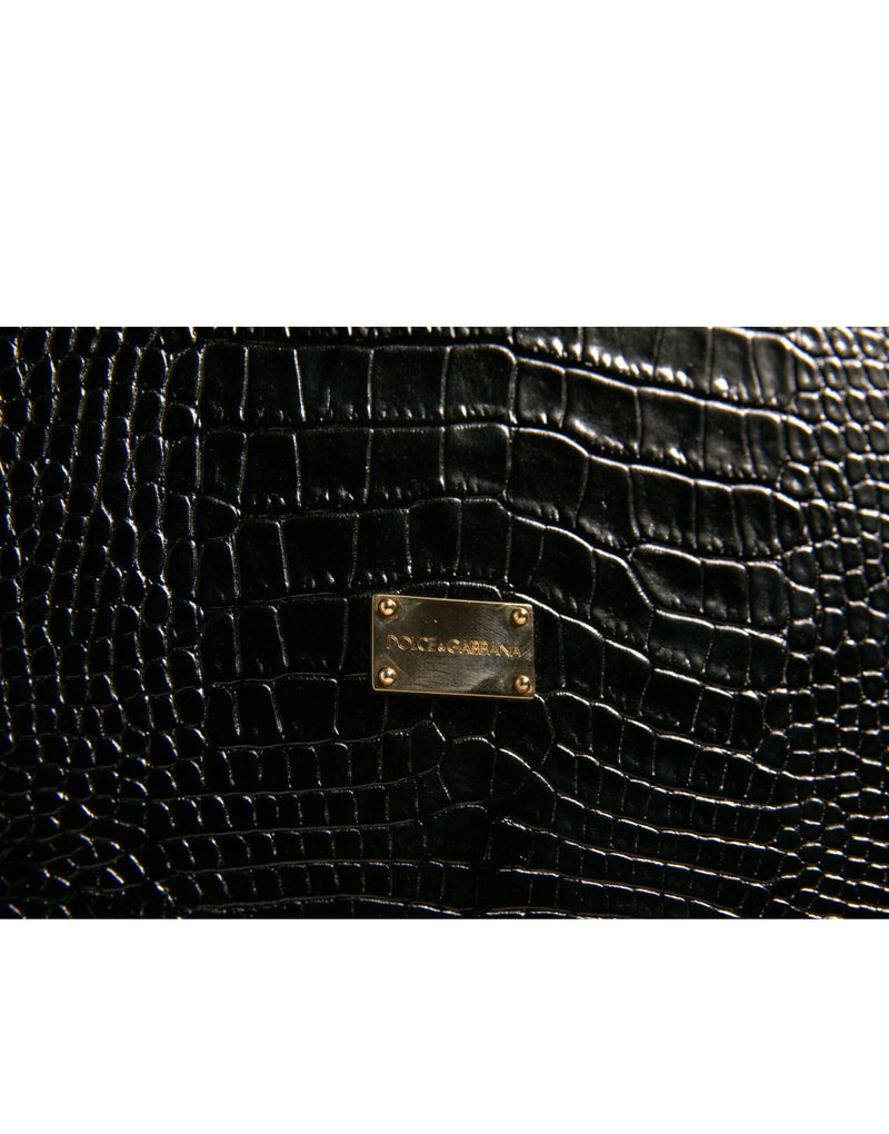 Elegant Black Leather Logo Plaque Holder Catalogue Case-Dolce & Gabbana-LabelTerrace.com