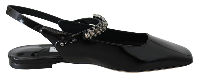 Elegant Black Patent Flats with Crystal Accent-Jimmy Choo-LabelTerrace.com