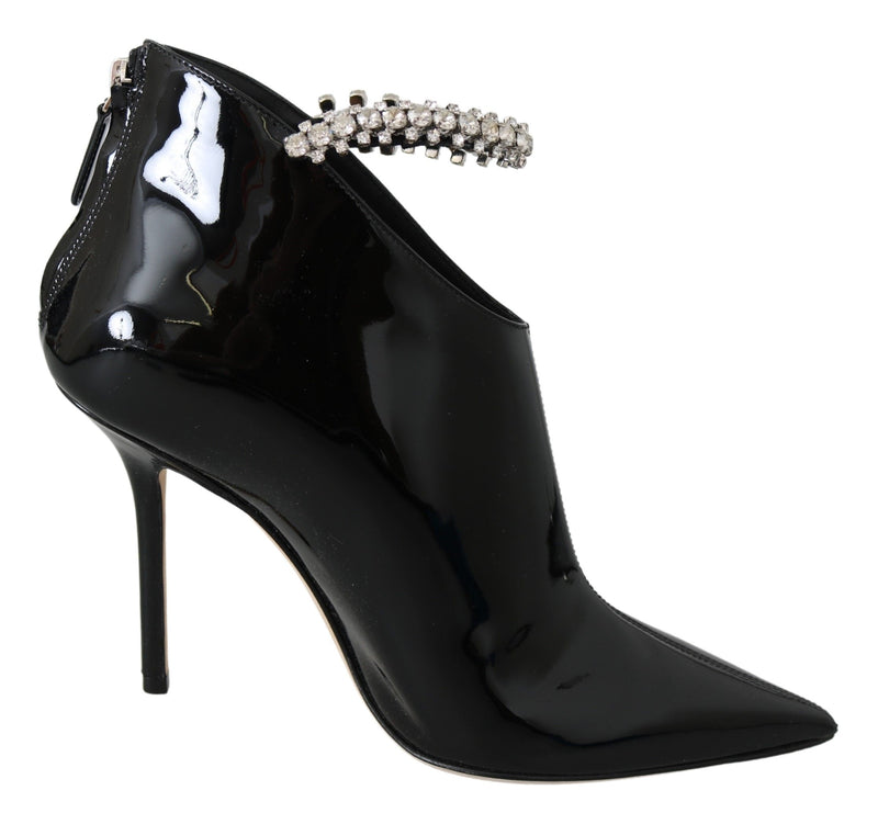Elegant Black Patent Heeled Boots-Jimmy Choo-LabelTerrace.com