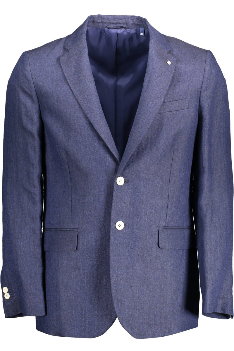 Elegant Blue Linen Classic Jacket-Gant-LabelTerrace.com