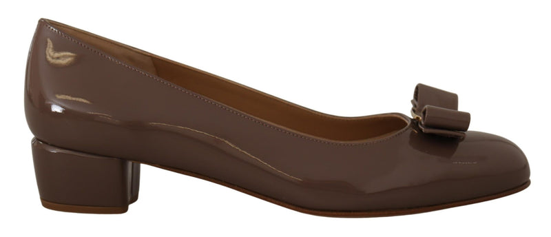 Elegant Caraway Brown Pumps with Vara Bow-Salvatore Ferragamo-LabelTerrace.com