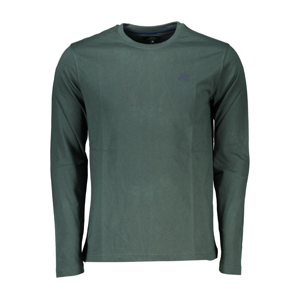 Elegant Crew Neck Green Tee with Embroidery-La Martina-LabelTerrace.com