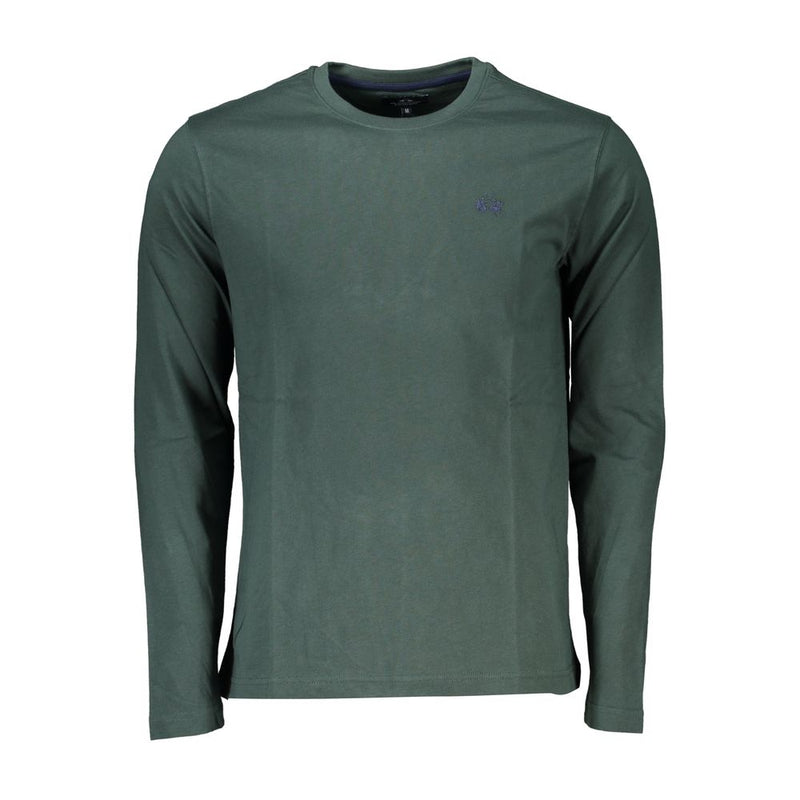 Elegant Crew Neck Green Tee with Embroidery-La Martina-LabelTerrace.com