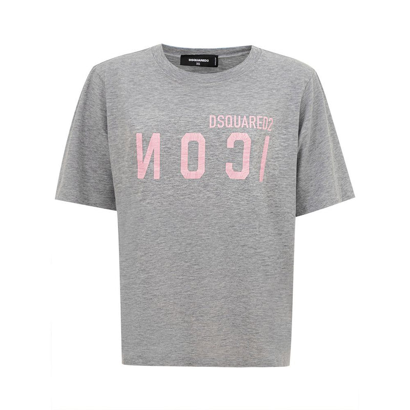 Elegant Gray Cotton Top for Women-Dsquared²-LabelTerrace.com