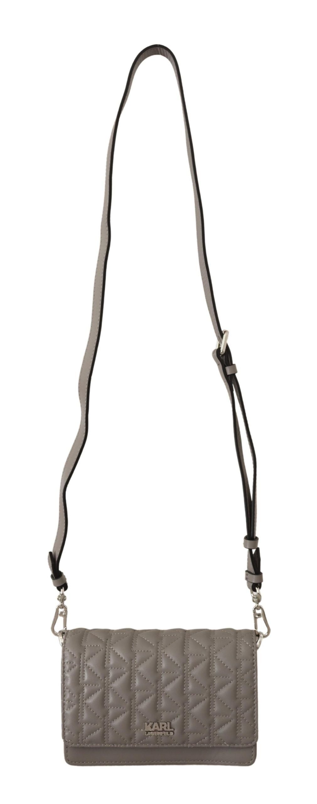 Elegant Grey Leather Crossbody Bag-Karl Lagerfeld-LabelTerrace.com