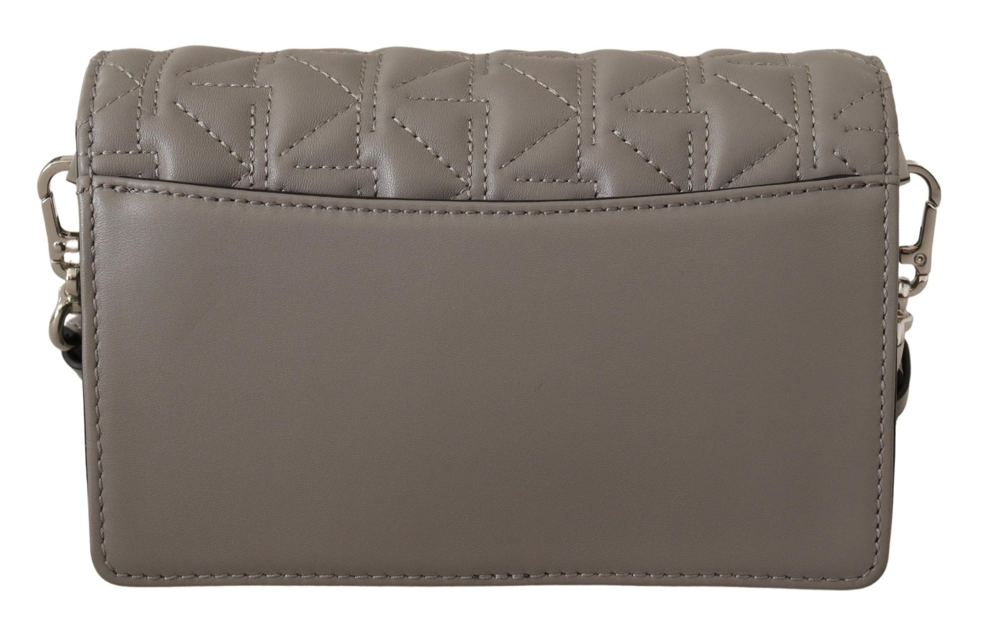 Elegant Grey Leather Crossbody Bag-Karl Lagerfeld-LabelTerrace.com
