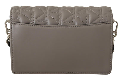 Elegant Grey Leather Crossbody Bag-Karl Lagerfeld-LabelTerrace.com