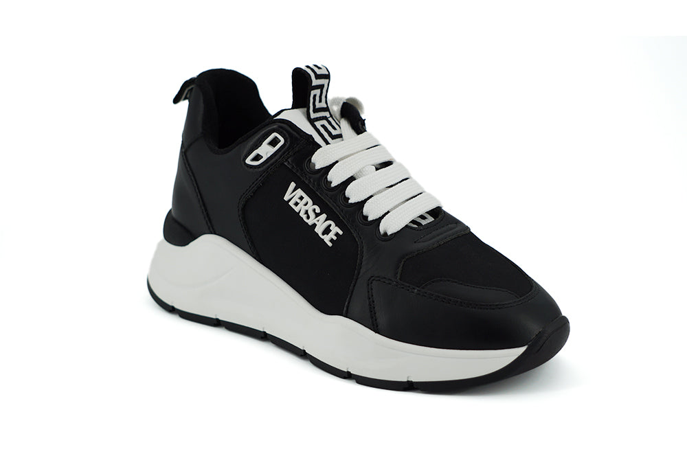 Elegant Monochrome Leather Sneakers-Versace-LabelTerrace.com