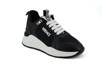 Elegant Monochrome Leather Sneakers-Versace-LabelTerrace.com