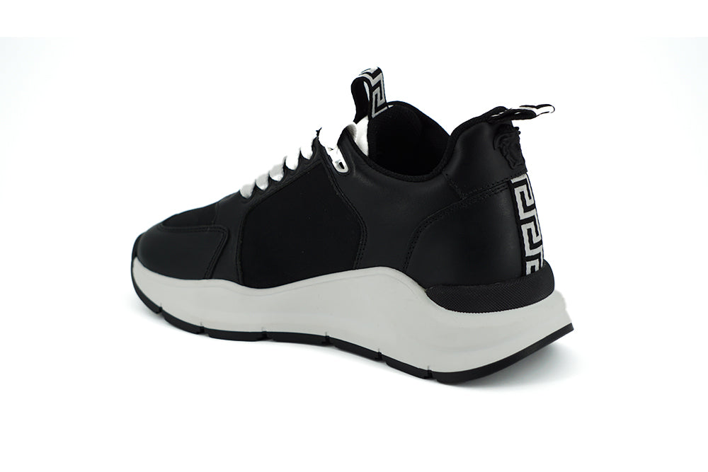 Elegant Monochrome Leather Sneakers-Versace-LabelTerrace.com