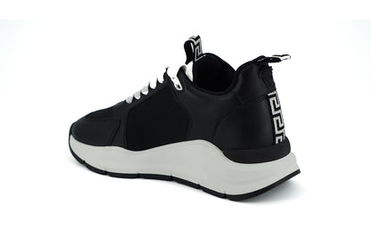 Elegant Monochrome Leather Sneakers-Versace-LabelTerrace.com