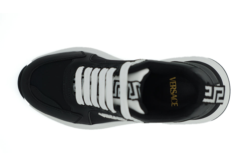 Elegant Monochrome Leather Sneakers-Versace-LabelTerrace.com