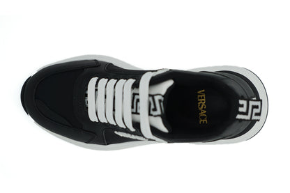 Elegant Monochrome Leather Sneakers-Versace-LabelTerrace.com