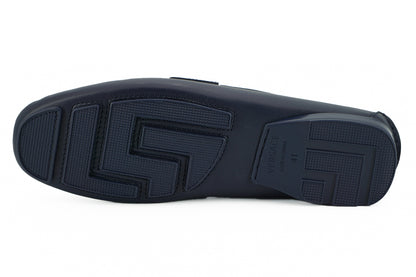 Elegant Navy Blue Calf Leather Loafers-Versace-LabelTerrace.com