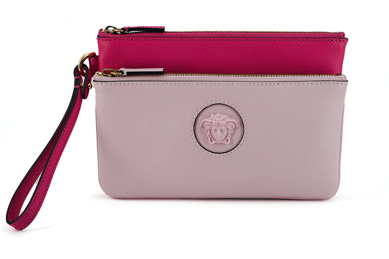 Elegant Pink Leather Pouch Clutch-Versace-LabelTerrace.com